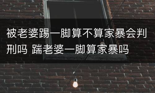 被老婆踢一脚算不算家暴会判刑吗 踹老婆一脚算家暴吗