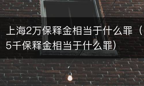 上海2万保释金相当于什么罪（5千保释金相当于什么罪）