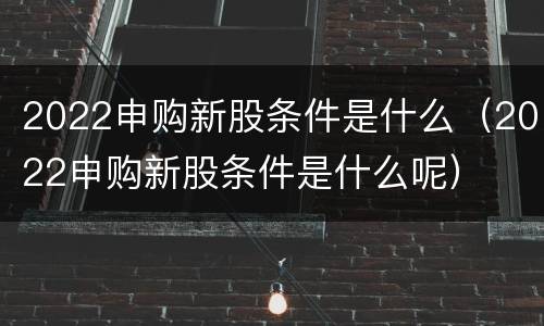 2022申购新股条件是什么（2022申购新股条件是什么呢）