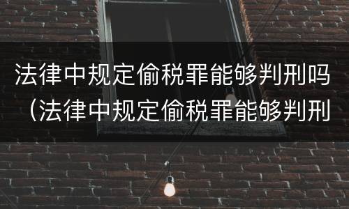 法律中规定偷税罪能够判刑吗（法律中规定偷税罪能够判刑吗知乎）