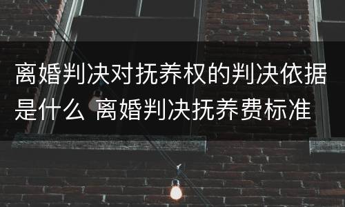 离婚判决对抚养权的判决依据是什么 离婚判决抚养费标准