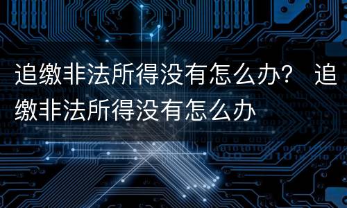 追缴非法所得没有怎么办？ 追缴非法所得没有怎么办