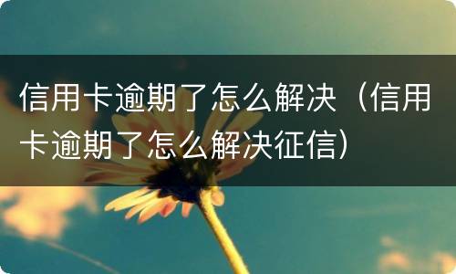 信用卡逾期了怎么解决（信用卡逾期了怎么解决征信）