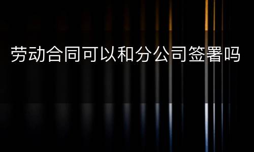 劳动合同可以和分公司签署吗