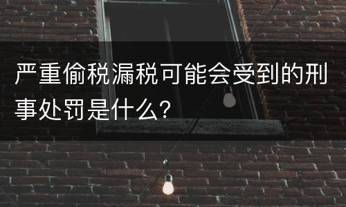 严重偷税漏税可能会受到的刑事处罚是什么？