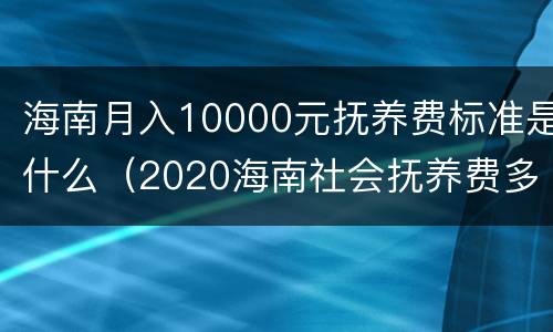 海南月入10000元抚养费标准是什么（2020海南社会抚养费多少钱）