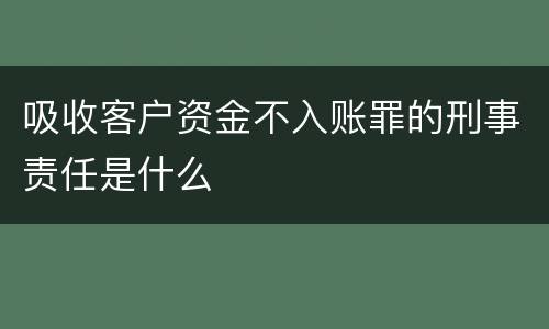 吸收客户资金不入账罪的刑事责任是什么