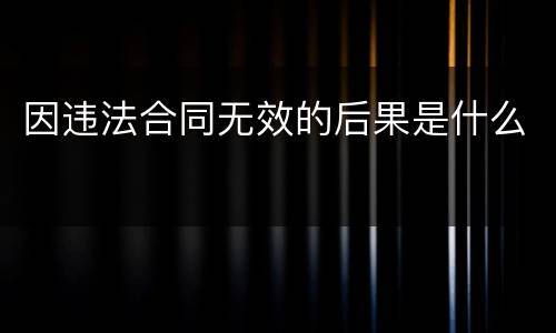因违法合同无效的后果是什么