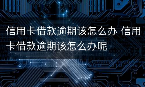信用卡借款逾期该怎么办 信用卡借款逾期该怎么办呢