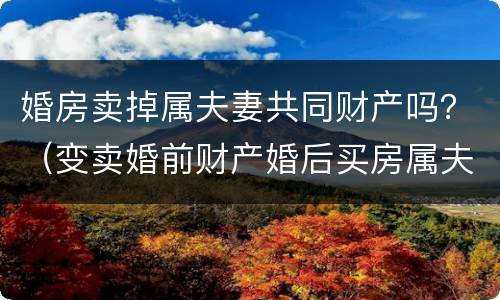 婚房卖掉属夫妻共同财产吗？（变卖婚前财产婚后买房属夫妻共同财产吗?）