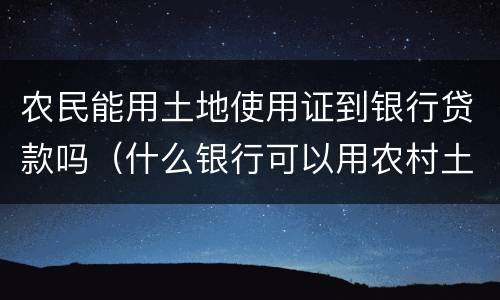 农民能用土地使用证到银行贷款吗（什么银行可以用农村土地使用证贷款）