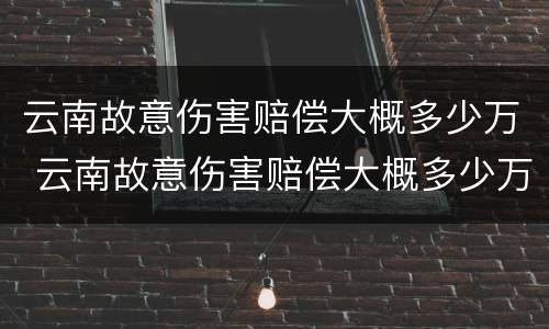 云南故意伤害赔偿大概多少万 云南故意伤害赔偿大概多少万左右