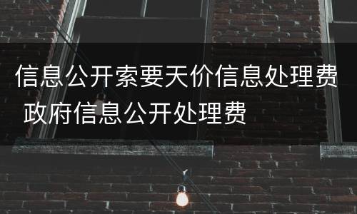信息公开索要天价信息处理费 政府信息公开处理费