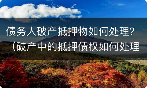 债务人破产抵押物如何处理？（破产中的抵押债权如何处理）