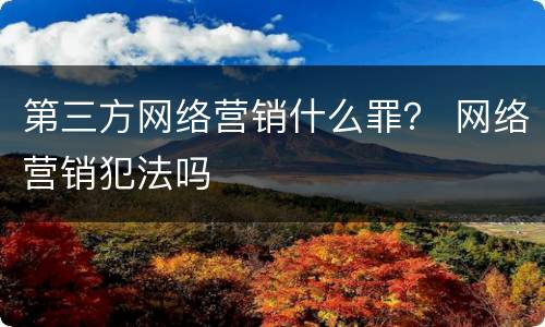 第三方网络营销什么罪？ 网络营销犯法吗