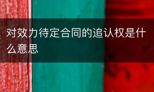 对效力待定合同的追认权是什么意思