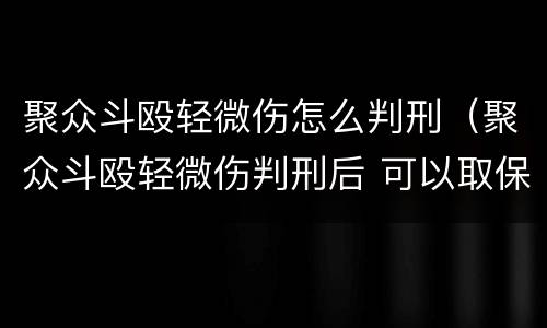 聚众斗殴轻微伤怎么判刑（聚众斗殴轻微伤判刑后 可以取保候审吗）