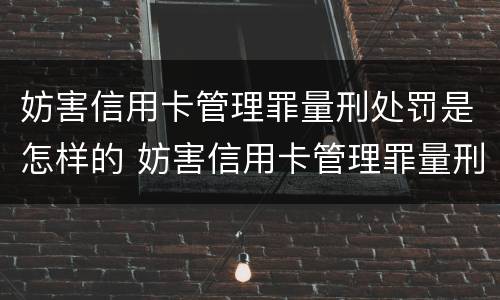 妨害信用卡管理罪量刑处罚是怎样的 妨害信用卡管理罪量刑处罚是怎样的标准