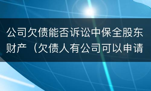 公司欠债能否诉讼中保全股东财产（欠债人有公司可以申请财产保全吗）