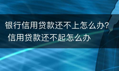 银行信用贷款还不上怎么办？ 信用贷款还不起怎么办