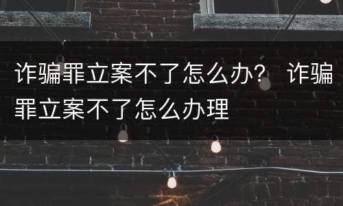 诈骗罪立案不了怎么办？ 诈骗罪立案不了怎么办理