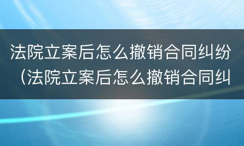 法院立案后怎么撤销合同纠纷（法院立案后怎么撤销合同纠纷案件）