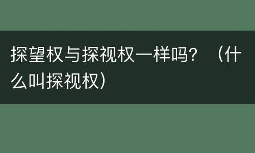 探望权与探视权一样吗？（什么叫探视权）