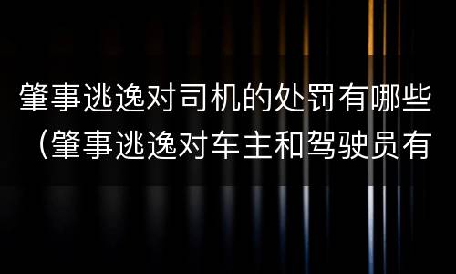 肇事逃逸对司机的处罚有哪些（肇事逃逸对车主和驾驶员有什么惩罚）