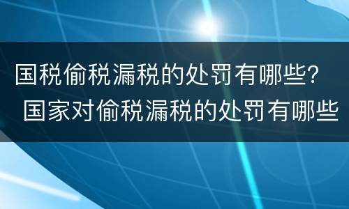 国税偷税漏税的处罚有哪些？ 国家对偷税漏税的处罚有哪些