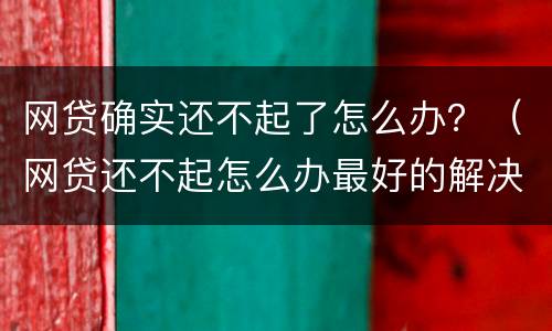 网贷确实还不起了怎么办？（网贷还不起怎么办最好的解决办法）