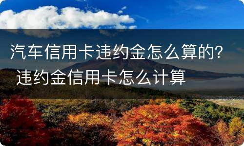 汽车信用卡违约金怎么算的？ 违约金信用卡怎么计算