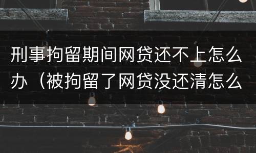 刑事拘留期间网贷还不上怎么办（被拘留了网贷没还清怎么办）