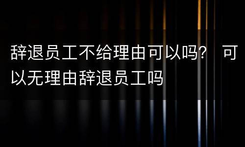 辞退员工不给理由可以吗？ 可以无理由辞退员工吗