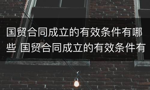 国贸合同成立的有效条件有哪些 国贸合同成立的有效条件有哪些内容