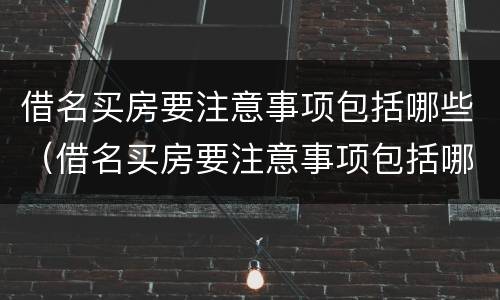 借名买房要注意事项包括哪些（借名买房要注意事项包括哪些）