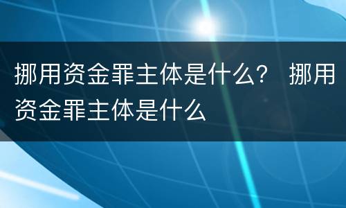 挪用资金罪主体是什么？ 挪用资金罪主体是什么