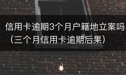 信用卡逾期3个月户籍地立案吗（三个月信用卡逾期后果）