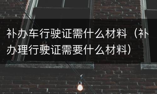 补办车行驶证需什么材料（补办理行驶证需要什么材料）