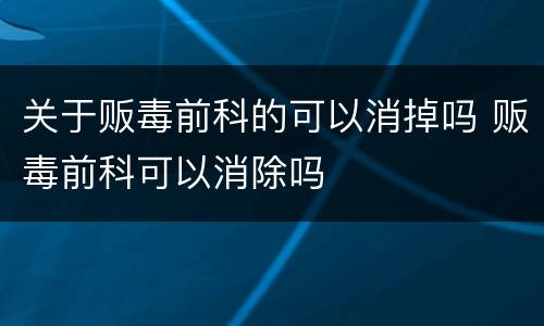 关于贩毒前科的可以消掉吗 贩毒前科可以消除吗