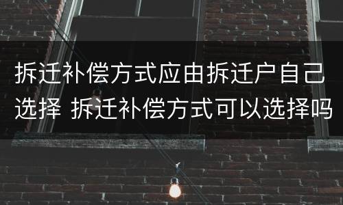 拆迁补偿方式应由拆迁户自己选择 拆迁补偿方式可以选择吗