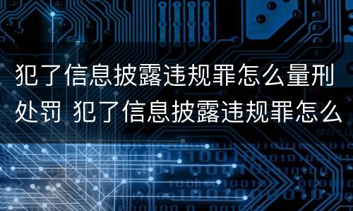 犯了信息披露违规罪怎么量刑处罚 犯了信息披露违规罪怎么量刑处罚标准