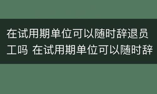 在试用期单位可以随时辞退员工吗 在试用期单位可以随时辞退员工吗