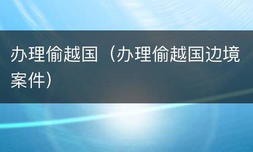 办理偷越国（办理偷越国边境案件）