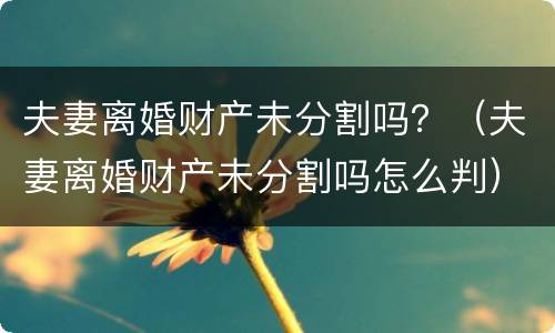 夫妻离婚财产未分割吗？（夫妻离婚财产未分割吗怎么判）