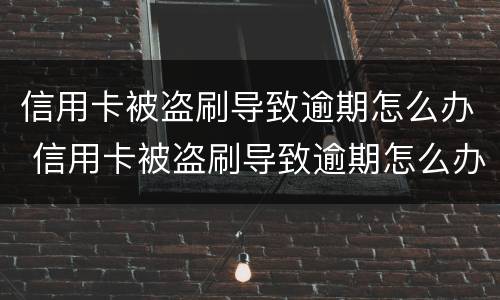 信用卡被盗刷导致逾期怎么办 信用卡被盗刷导致逾期怎么办理