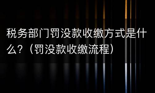 税务部门罚没款收缴方式是什么?（罚没款收缴流程）