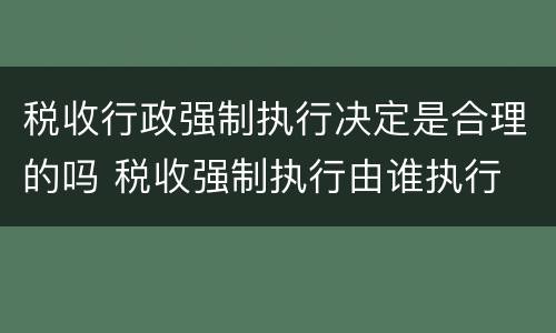 税收行政强制执行决定是合理的吗 税收强制执行由谁执行