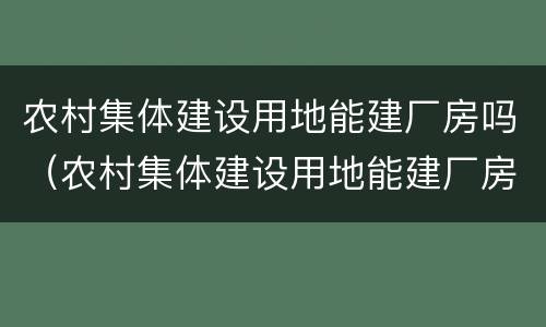 农村集体建设用地能建厂房吗（农村集体建设用地能建厂房吗现在）