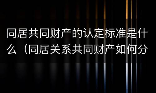 同居共同财产的认定标准是什么（同居关系共同财产如何分割）