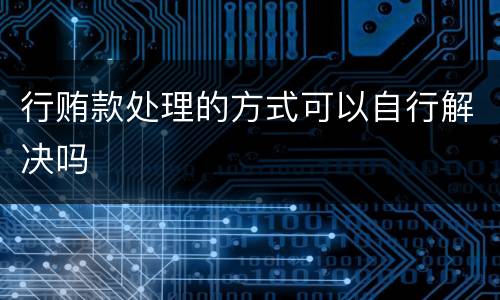 行贿款处理的方式可以自行解决吗